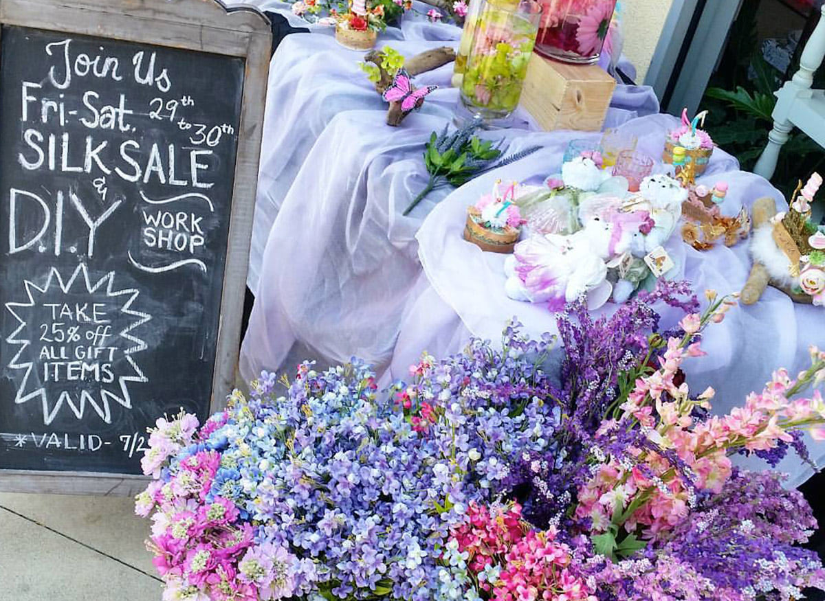 Pinks, purples and blues in our summer silk sidewalk sale